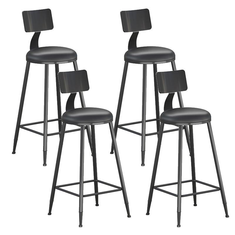 Contemporary PU Leather Bar-stool Round Seat Counter Bar Stool with Metal Legs