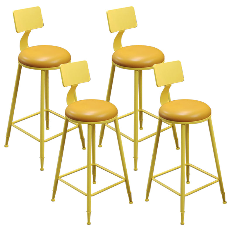 Contemporary PU Leather Bar-stool Round Seat Counter Bar Stool with Metal Legs