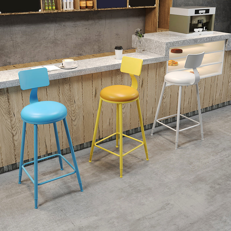Contemporary PU Leather Bar-stool Round Seat Counter Bar Stool with Metal Legs