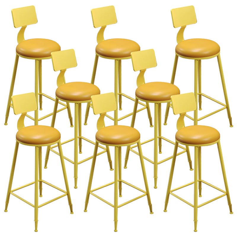 Contemporary PU Leather Bar-stool Round Seat Counter Bar Stool with Metal Legs