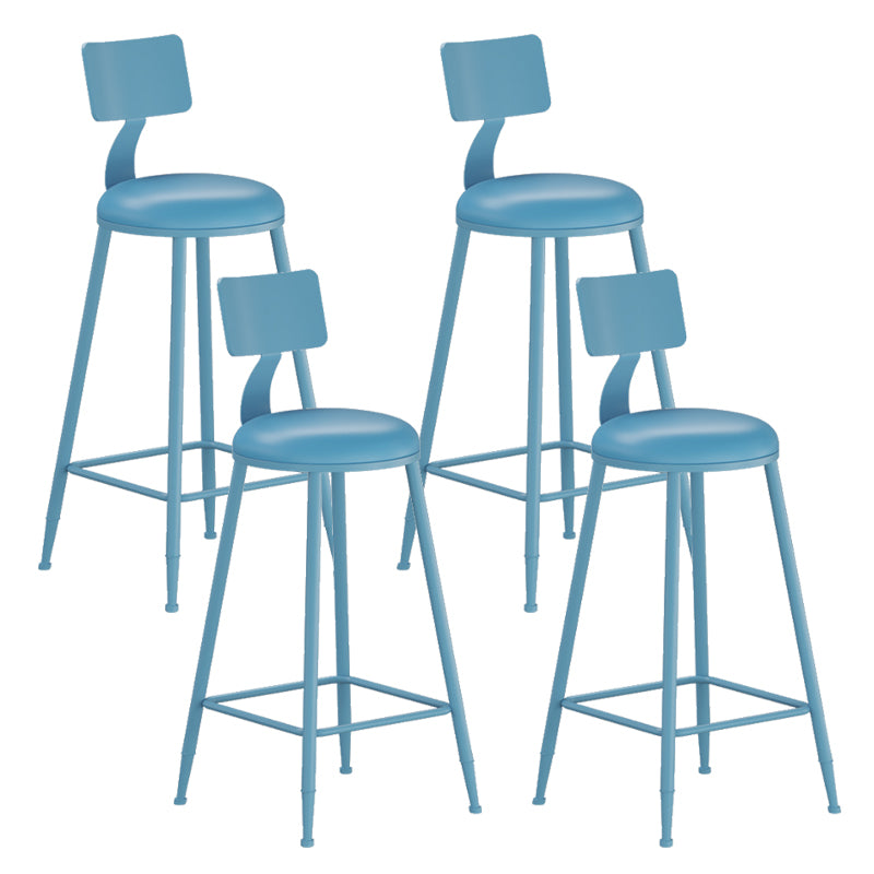 Contemporary PU Leather Bar-stool Round Seat Counter Bar Stool with Metal Legs