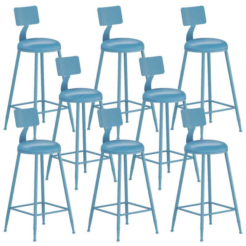 Contemporary PU Leather Bar-stool Round Seat Counter Bar Stool with Metal Legs