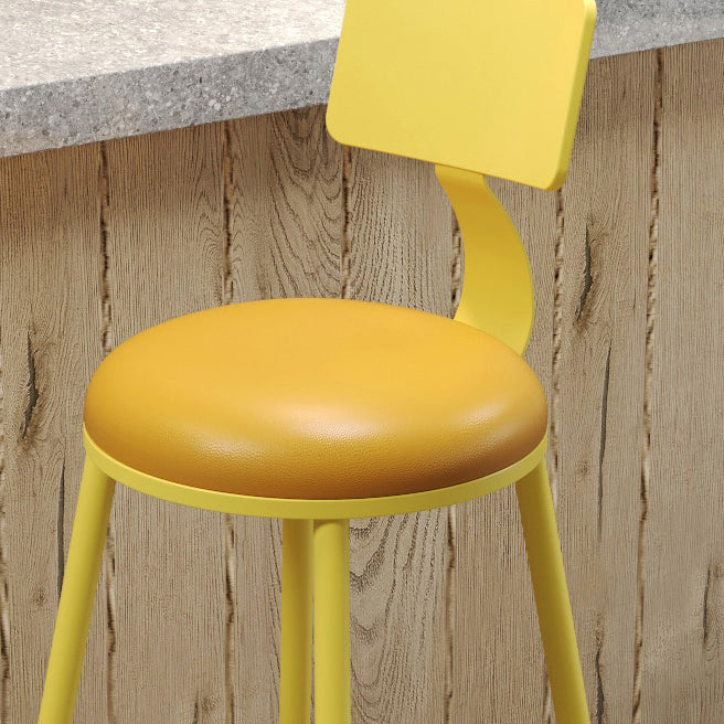 Contemporary PU Leather Bar-stool Round Seat Counter Bar Stool with Metal Legs