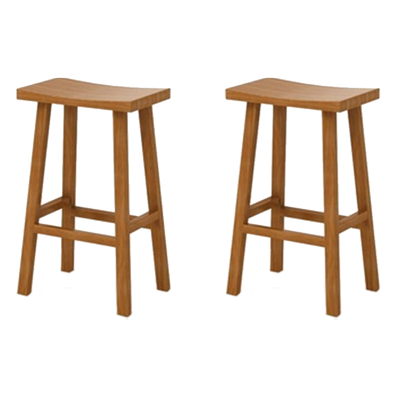 Industrial Armless Counter High Stool Solid Wood Backless Bistro Pub Stool with 4 Legs
