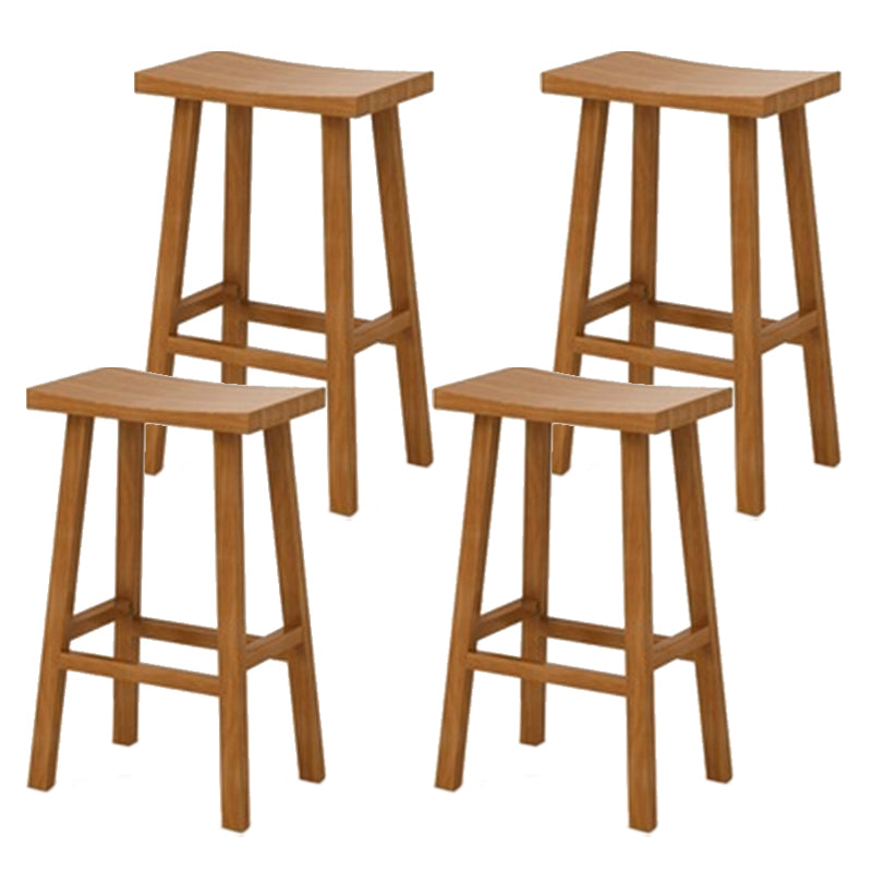 Industrial Armless Counter High Stool Solid Wood Backless Bistro Pub Stool with 4 Legs