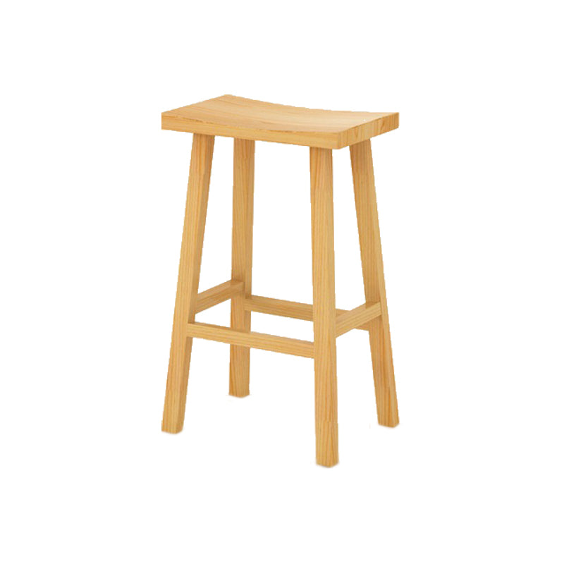 Industrial Armless Counter High Stool Solid Wood Backless Bistro Pub Stool with 4 Legs