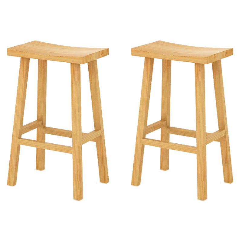 Industrial Armless Counter High Stool Solid Wood Backless Bistro Pub Stool with 4 Legs