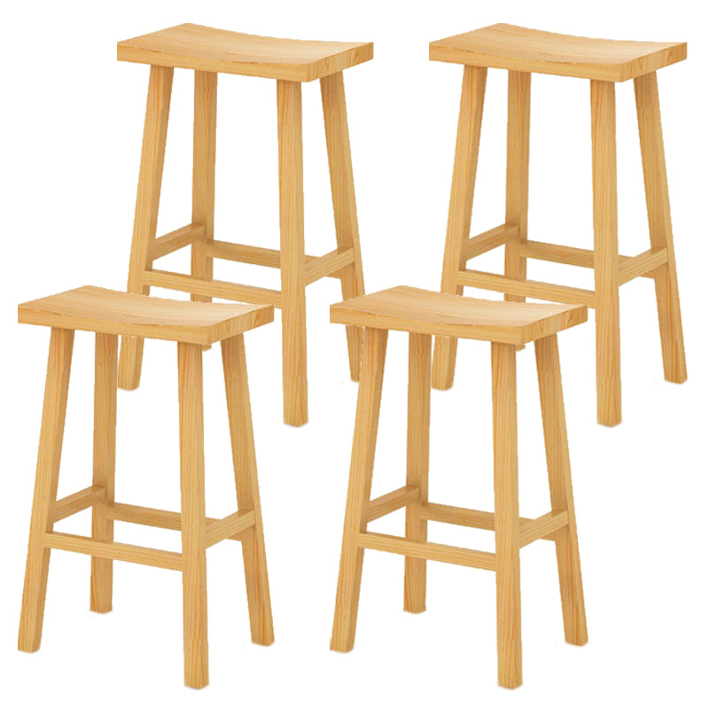 Industrial Armless Counter High Stool Solid Wood Backless Bistro Pub Stool with 4 Legs