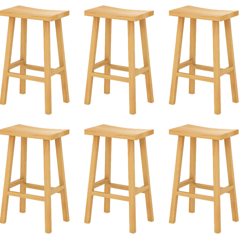 Industrial Armless Counter High Stool Solid Wood Backless Bistro Pub Stool with 4 Legs