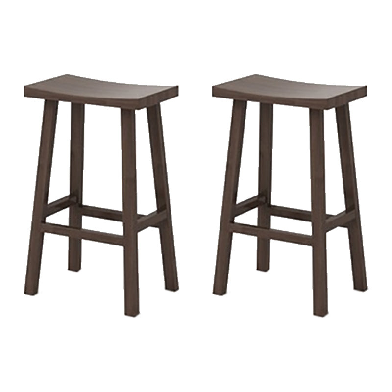 Industrial Armless Counter High Stool Solid Wood Backless Bistro Pub Stool with 4 Legs