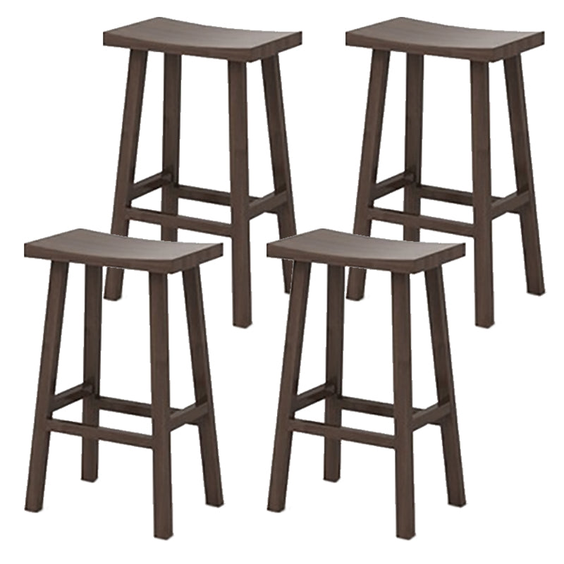 Industrial Armless Counter High Stool Solid Wood Backless Bistro Pub Stool with 4 Legs