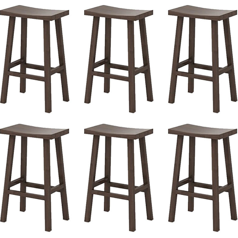 Industrial Armless Counter High Stool Solid Wood Backless Bistro Pub Stool with 4 Legs