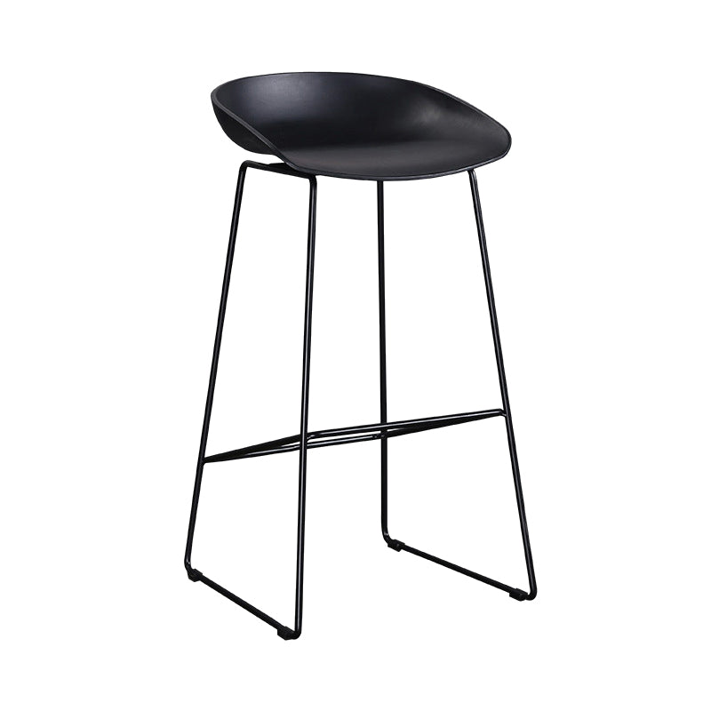 Metal Bar Stool Modern Style Low Back Armless Counter Stool for Home Use