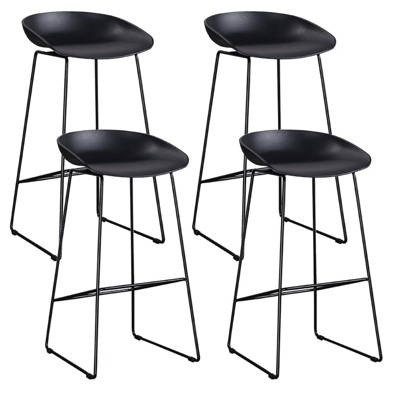 Metal Bar Stool Modern Style Low Back Armless Counter Stool for Home Use