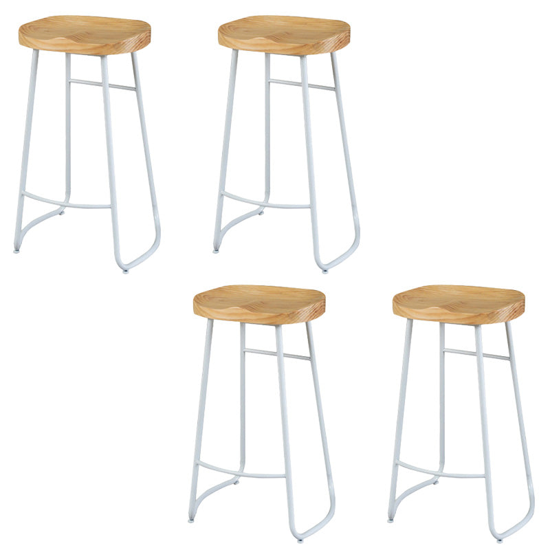 Contemporary Wood Seat Bar Stool Metal Bar Stool for Home Use