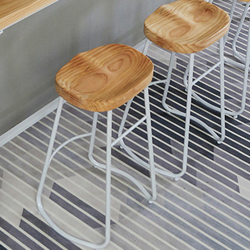 Contemporary Wood Seat Bar Stool Metal Bar Stool for Home Use