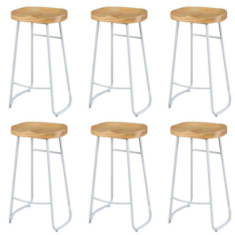 Contemporary Wood Seat Bar Stool Metal Bar Stool for Home Use