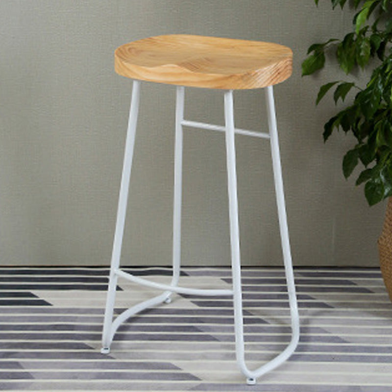 Contemporary Wood Seat Bar Stool Metal Bar Stool for Home Use
