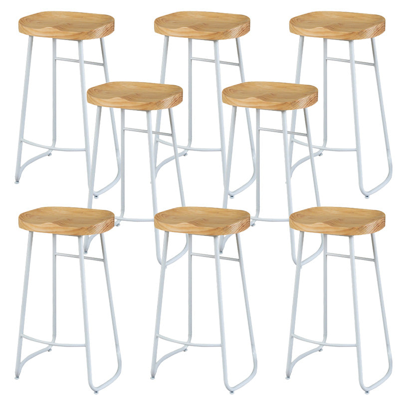 Contemporary Wood Seat Bar Stool Metal Bar Stool for Home Use