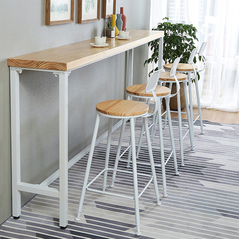 Contemporary Wood Seat Bar Stool Metal Bar Stool for Home Use