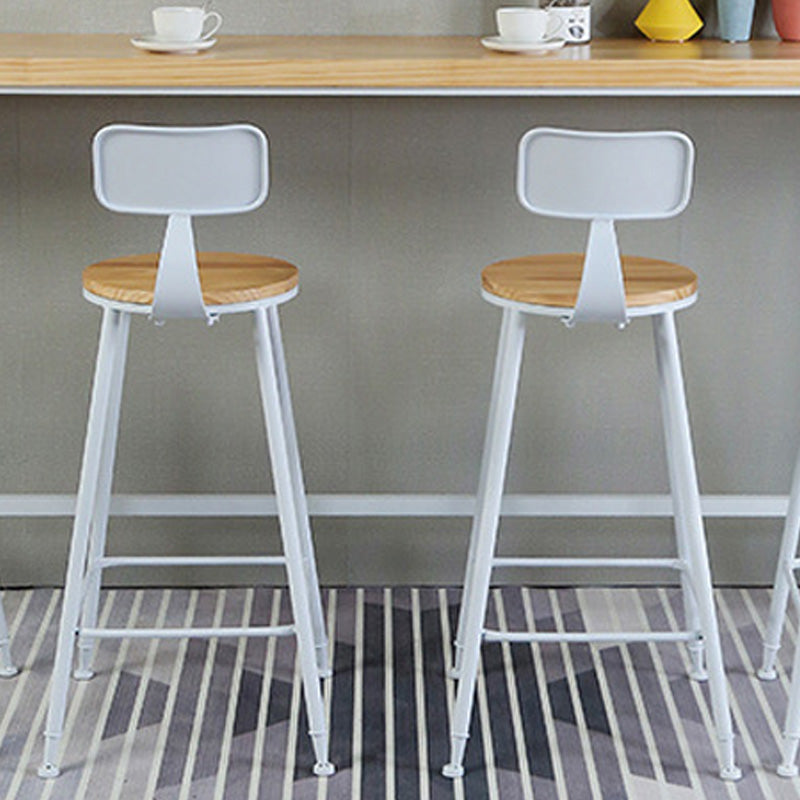 Contemporary Wood Seat Bar Stool Metal Bar Stool for Home Use