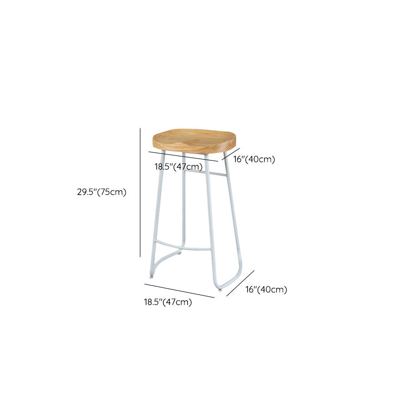 Contemporary Wood Seat Bar Stool Metal Bar Stool for Home Use