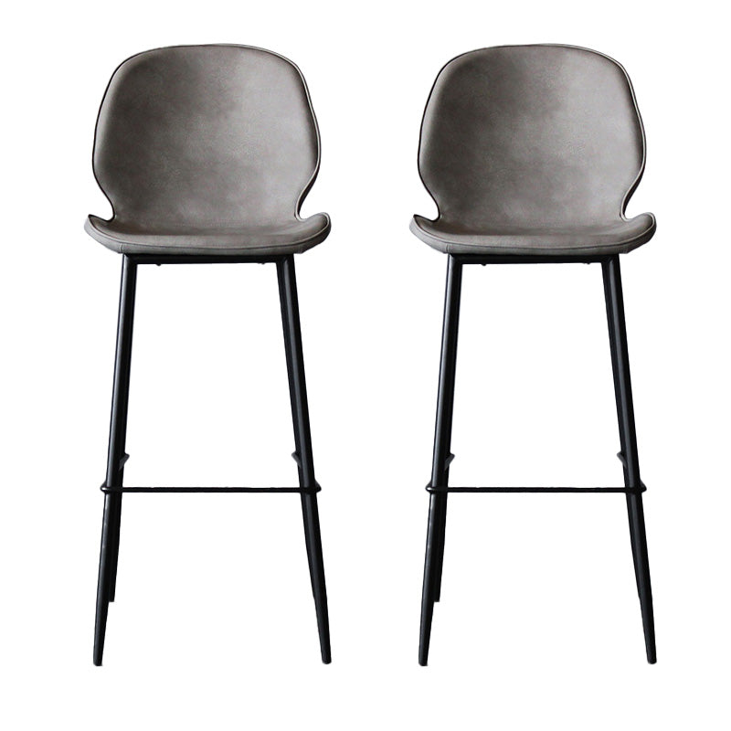 Modern Backrest Armless Counter Stool Iron Cafe Bar High Stool with Leather Cushion