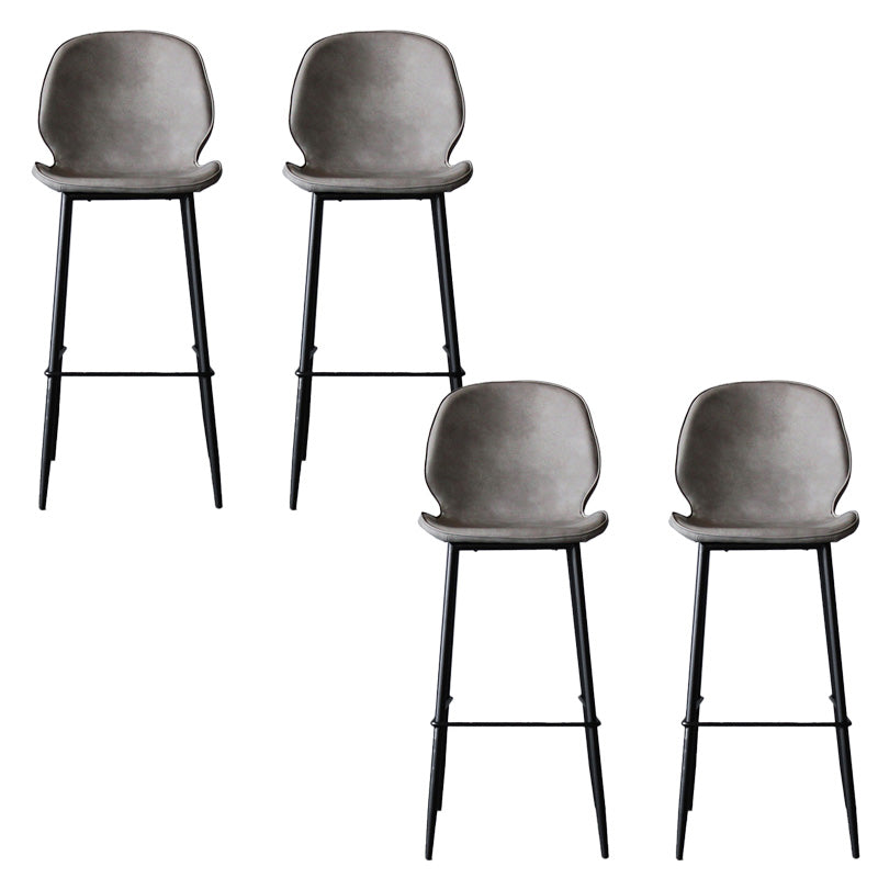Modern Backrest Armless Counter Stool Iron Cafe Bar High Stool with Leather Cushion