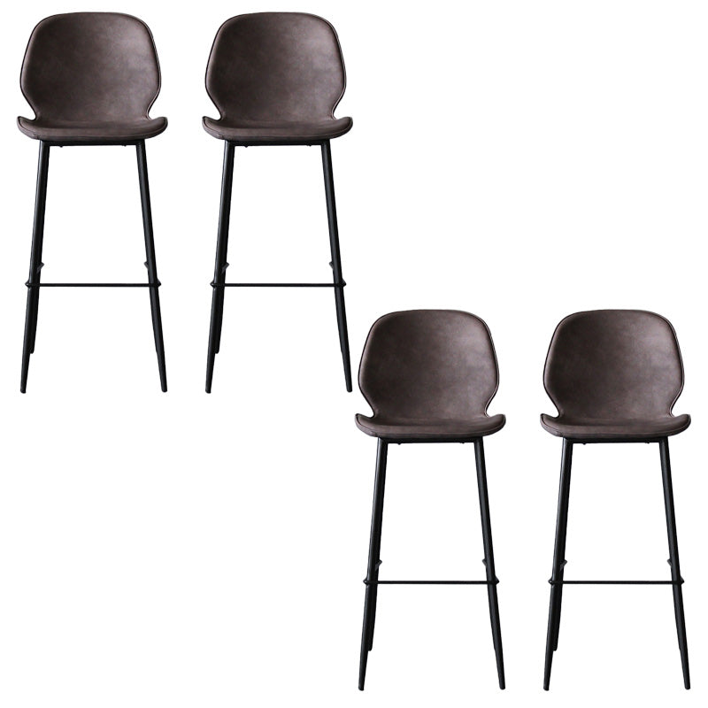 Modern Backrest Armless Counter Stool Iron Cafe Bar High Stool with Leather Cushion