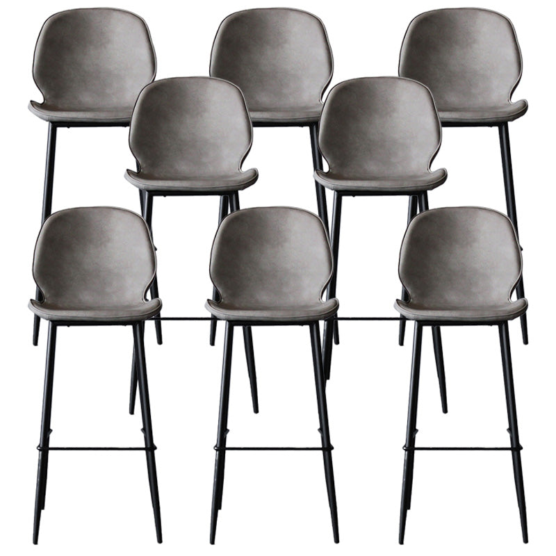 Modern Backrest Armless Counter Stool Iron Cafe Bar High Stool with Leather Cushion