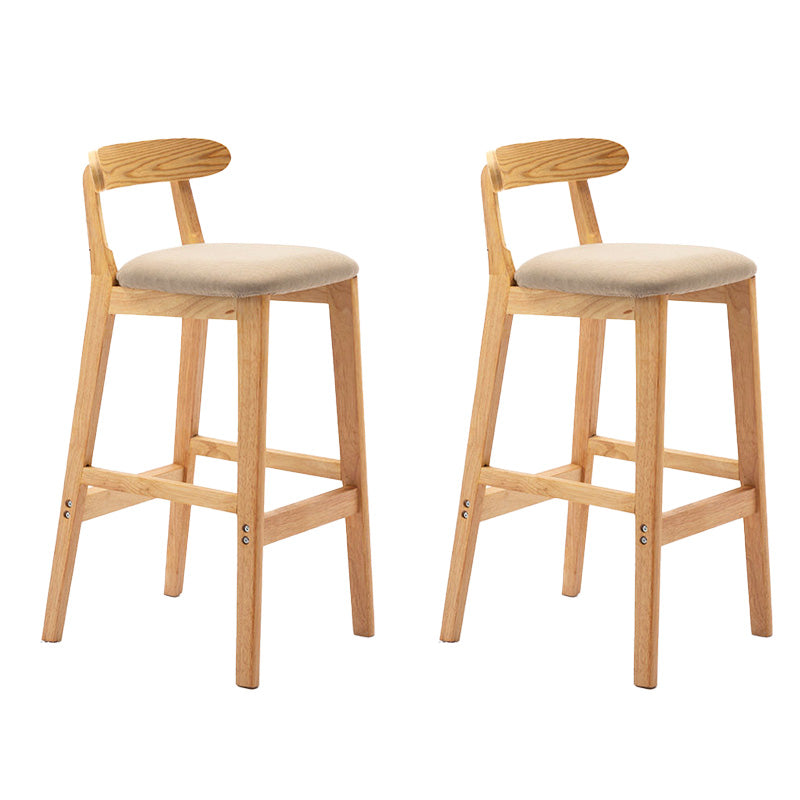 Industrial Armless Backrest Counter Stool Rubber Wood Cafe Bar Stool with Pedal