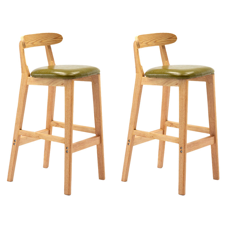 Industrial Armless Backrest Counter Stool Rubber Wood Cafe Bar Stool with Pedal