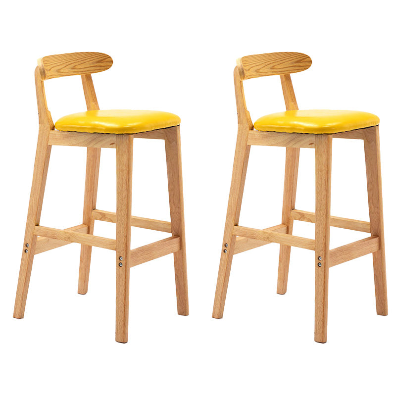 Industrial Armless Backrest Counter Stool Rubber Wood Cafe Bar Stool with Pedal