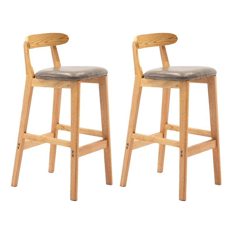 Industrial Armless Backrest Counter Stool Rubber Wood Cafe Bar Stool with Pedal