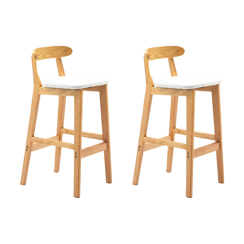 Industrial Armless Backrest Counter Stool Rubber Wood Cafe Bar Stool with Pedal