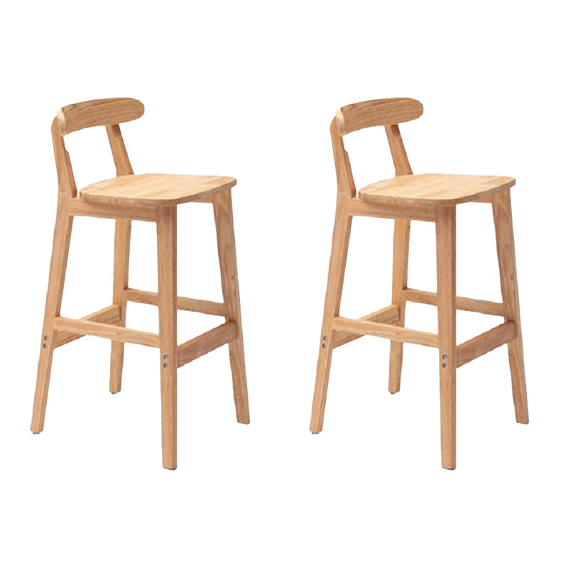 Industrial Armless Backrest Counter Stool Rubber Wood Cafe Bar Stool with Pedal