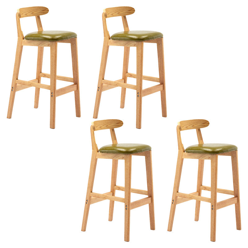 Industrial Armless Backrest Counter Stool Rubber Wood Cafe Bar Stool with Pedal