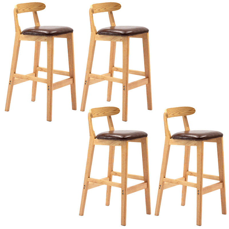 Industrial Armless Backrest Counter Stool Rubber Wood Cafe Bar Stool with Pedal
