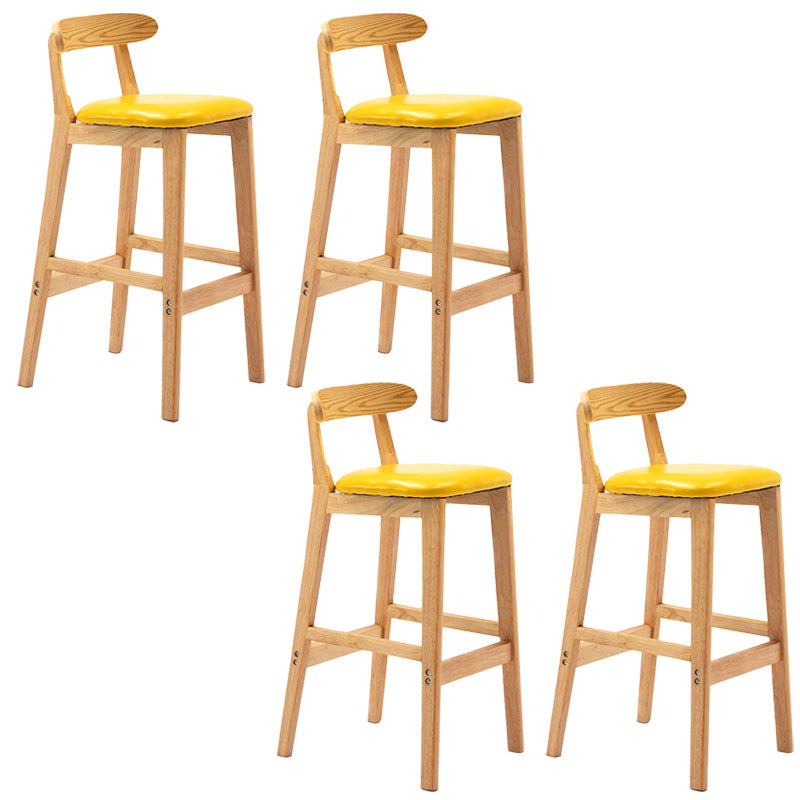 Industrial Armless Backrest Counter Stool Rubber Wood Cafe Bar Stool with Pedal