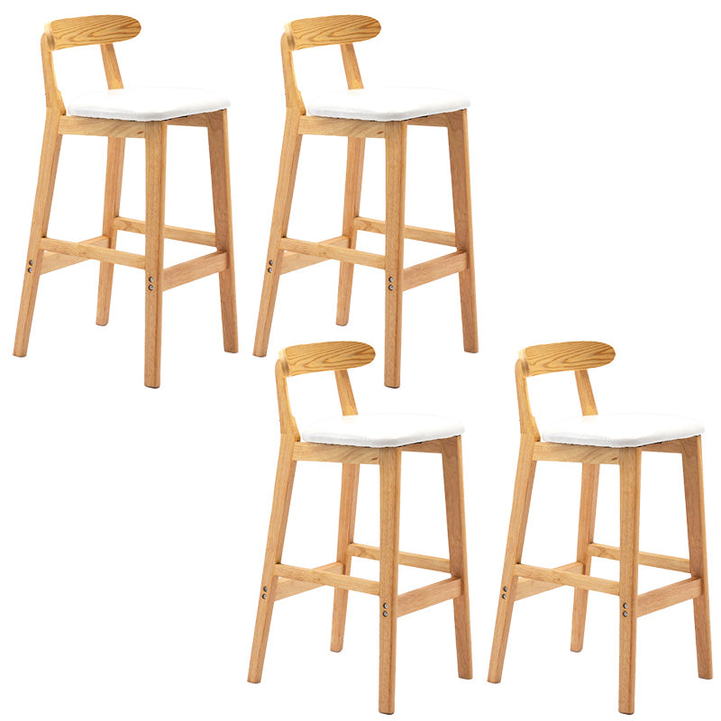 Industrial Armless Backrest Counter Stool Rubber Wood Cafe Bar Stool with Pedal