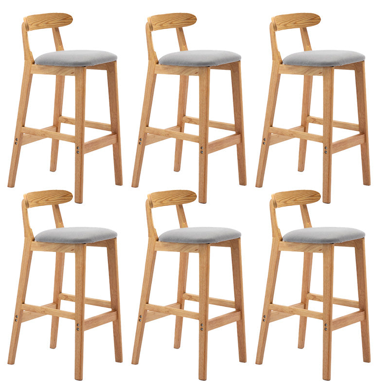 Industrial Armless Backrest Counter Stool Rubber Wood Cafe Bar Stool with Pedal