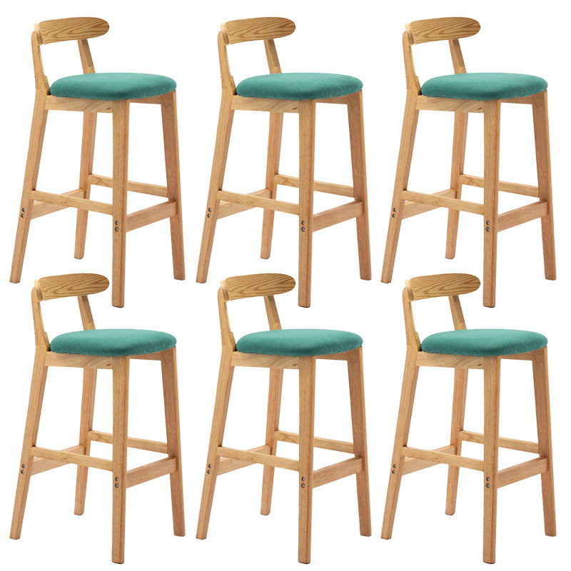 Industrial Armless Backrest Counter Stool Rubber Wood Cafe Bar Stool with Pedal