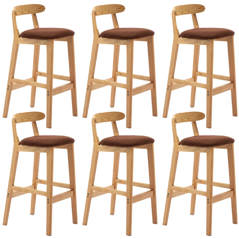 Industrial Armless Backrest Counter Stool Rubber Wood Cafe Bar Stool with Pedal