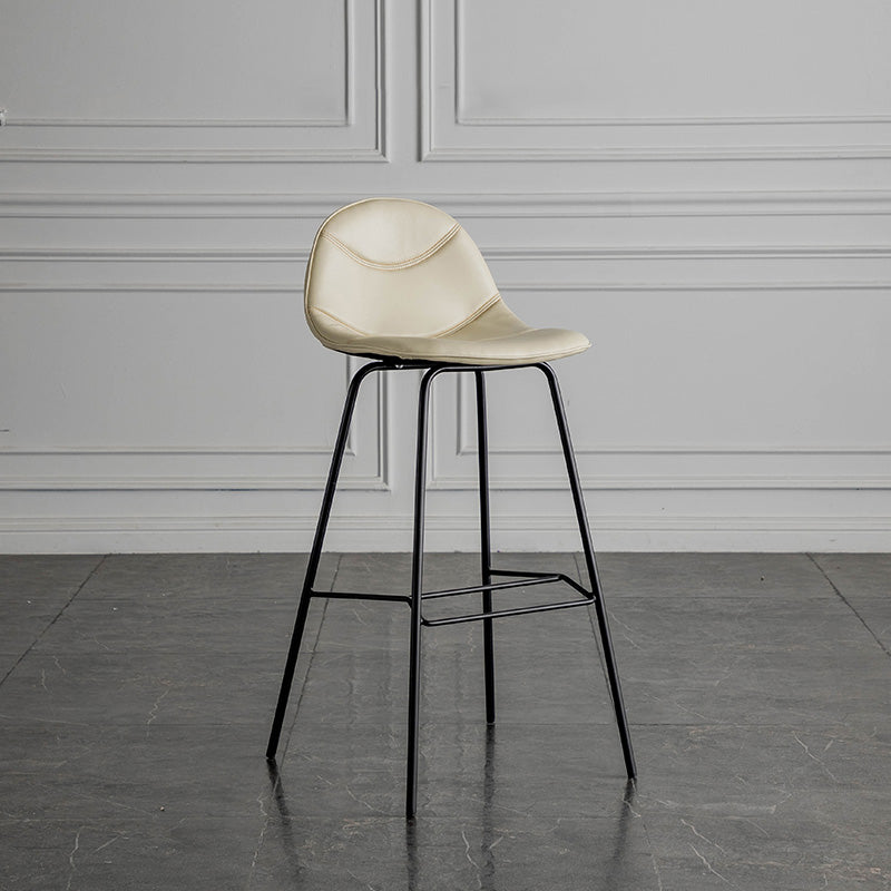 Modern Backrest Armless Counter Stool Iron Bistro Bar Stool with Leather Cushion