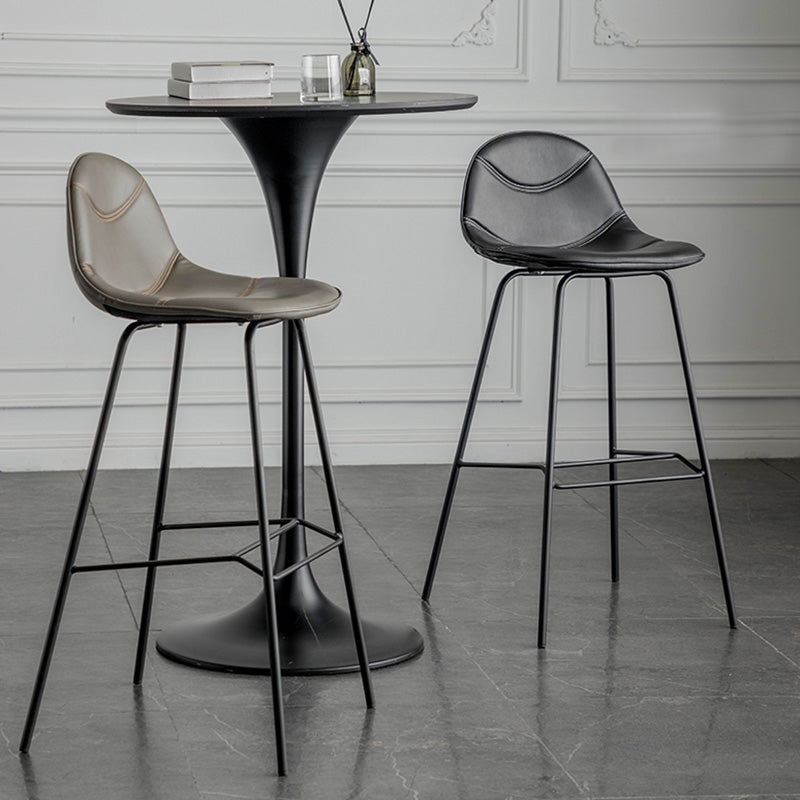 Modern Backrest Armless Counter Stool Iron Bistro Bar Stool with Leather Cushion