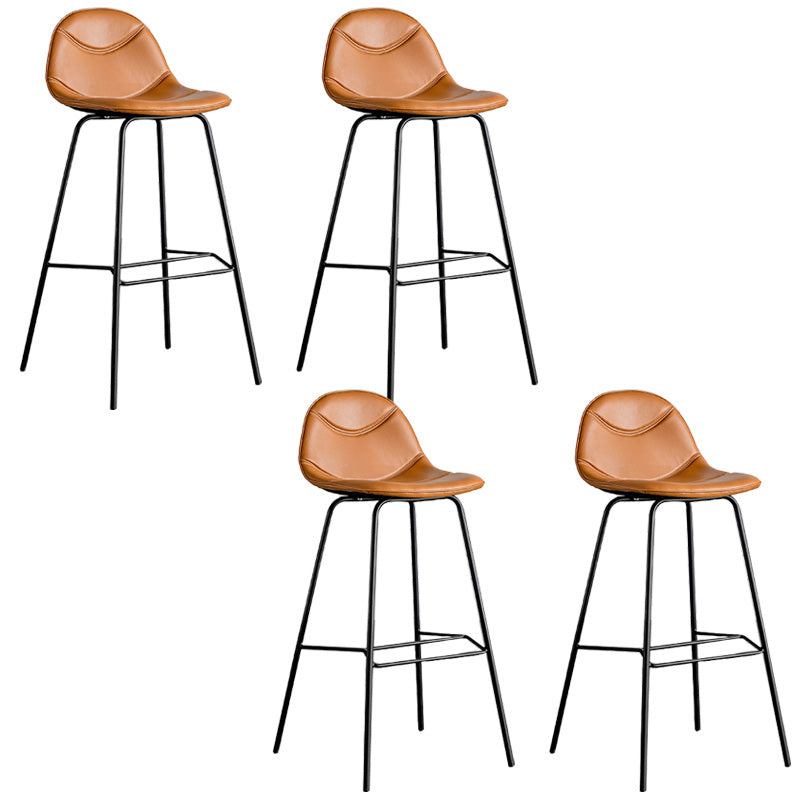 Modern Backrest Armless Counter Stool Iron Bistro Bar Stool with Leather Cushion