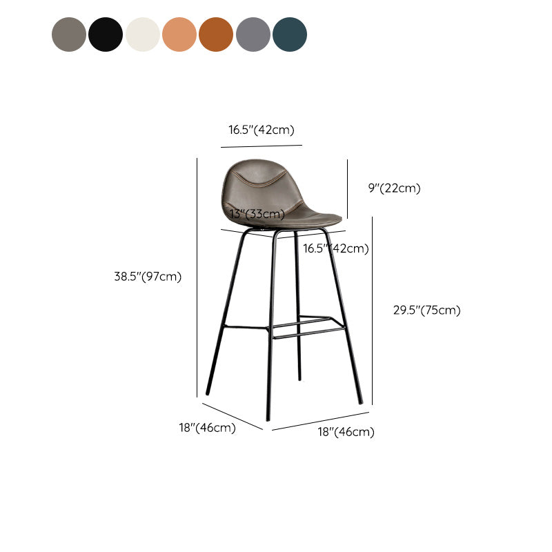 Modern Backrest Armless Counter Stool Iron Bistro Bar Stool with Leather Cushion