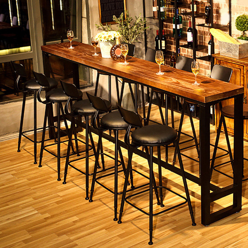 Contemporary Metal Bar Stool Wood Seat Bar Stool for Home Use