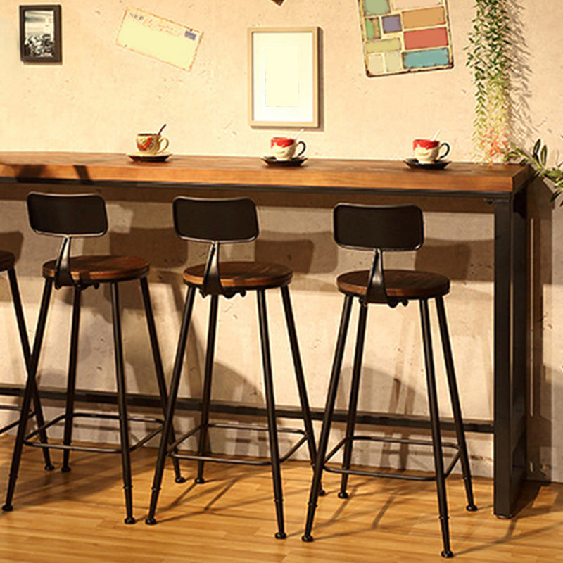 Contemporary Metal Bar Stool Wood Seat Bar Stool for Home Use
