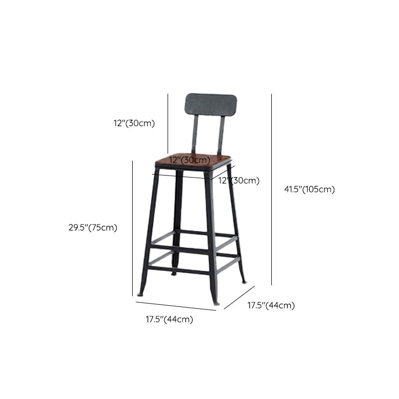 Contemporary Metal Bar Stool Wood Seat Bar Stool for Home Use